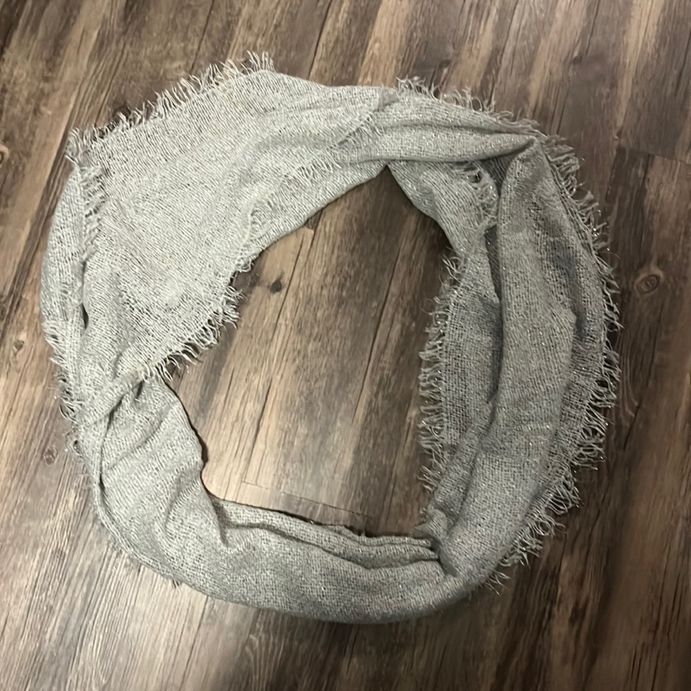 Grey and silver shimmery hoop scarf